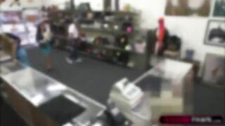 Busty MILF sells her pussy to a pawnshop owner to bail husband out