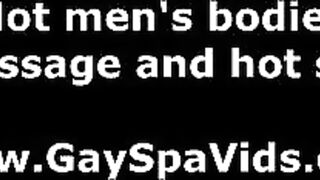 Massage for naked muscled gay man at spa