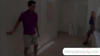 MILF Cherie is having a threesome sex with teen Jasmine Wolff