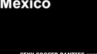 Sporty Mexican soccer hottie stripping off her uniform