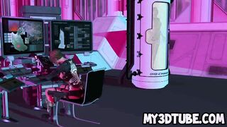 Hot 3D lesbian babe getting licked and fingered