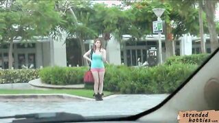 Redhead teen Rainia Belle flashes her big tits and fucked