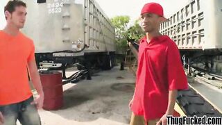 White stud with a big cock gets outdoor blowjob