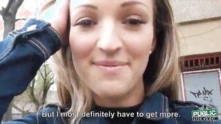Eurobabe Melanie pussy nailed and cum facialed for money
