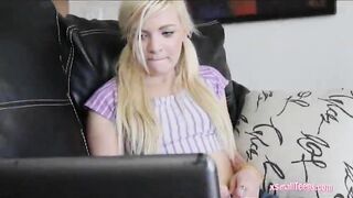 Slim teen Alex Little gives head and pussy nailed by big dick