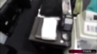 Busty business woman fucks for plane ticket after she lost her money at the bar