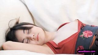 Pretty brunette babe got her little pussy penetrated slowly