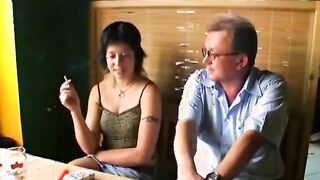 girl gives old man handjob