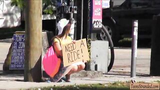 Amateur teen girl London Smith gives head and nailed in a car