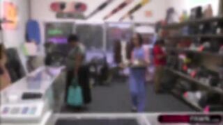 Hot nurse tries to pawn a cheap silver wear end ups giving her panties