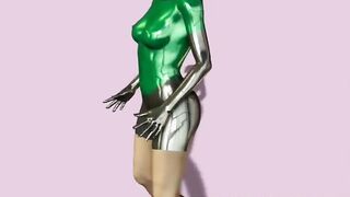 Hot blonde 3d cyberpunk babe teasing in lingerie