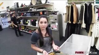 College bombshell fucked inside the pawnshop for some money