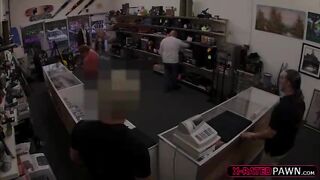 Hot woman sells car at a pawnshop ends up pawning her pussy for cash