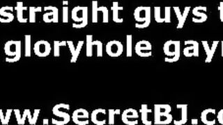 Guy tricked by girl into gloryhole gay blowjob