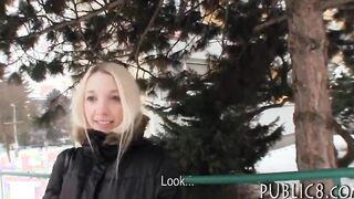 Massive boobs amateur blondie Eurobabe pounded for money