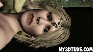 Foxy 3D blonde gets fucked outdoors by a goblin