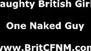 Blowjob for naked man in British CFNM group