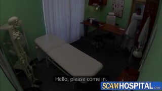 Teen brunette Edita gets nailed in the examining table by her doctor with a huge cock