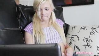 Skinny teen Alex Little gives head and pussy nailed by big dick