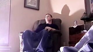 Horny amateur hunk sucks on a rock hard cock