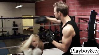 Big boobs blonde lady boxer fucked by her trainer