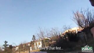 Amateur brunette Eurobabe Christine Heidy fucked in public