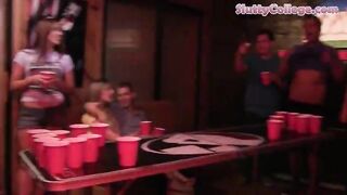 College girls playing beer pong and orgy with nasty dudes