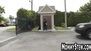 Tan MILF with big tits sucks a big cock