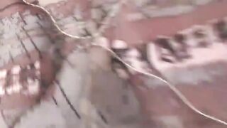 Busty blonde Karen teasing with a huge dildo