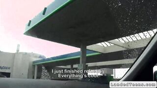 Russian teen giving blowjob in car