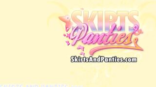 Teen Miki flashing an upskirt in the bedroom