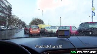 Cute Russian fucks stranger in his car
