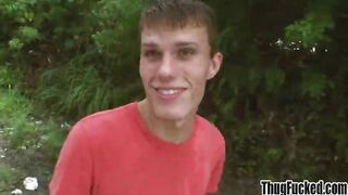 Black thug sucks a shaved white cock