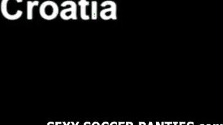 Fit Croatian football babe teasing in uniform