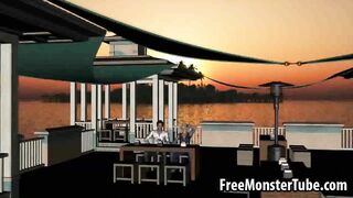 Hot 3D cartoon blonde sucks cock and gets fucked