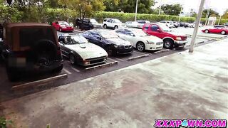 Hot blonde chick sells her car and pussy