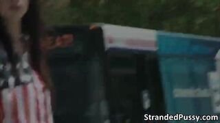 Damn horny teen Tali gets banged in the car by the dude with a huge hard cock