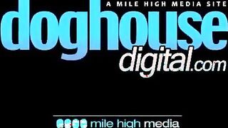 Brunette gets her shaved pussy filled by a huge meatbone