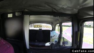 Busty blonde sucks huge dick in taxi