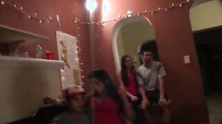 Threesome copulating on college room