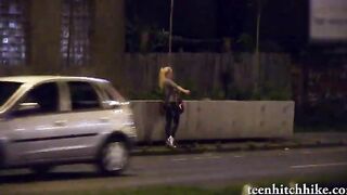 Amateur teen girl hitch hikes and fucked in the backseat
