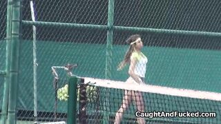 Fucking a hottie in tennis courts shower