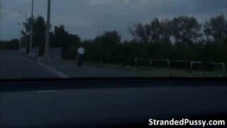 Sexy Jenny gives a hot blowjob to a stranger and gets pussy fucked