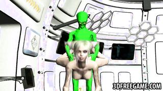 Hot 3D blonde babe gets fucked by a green alien
