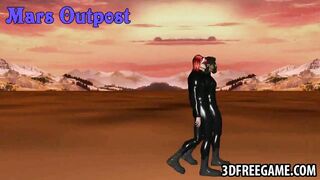 Sexy 3D cartoon redhead babe sucks on a hard cock