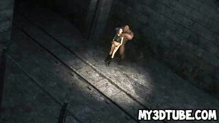 3D babe sucks cock and gets fucked hard by a monster