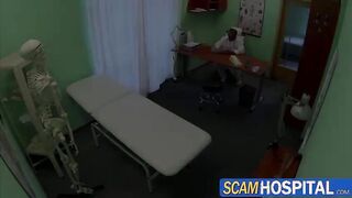 Hot blonde patient rides a big cock after she convincing the pervy doctor 