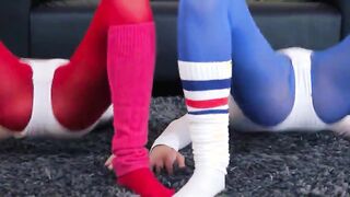 cute lezzies in pantyhose enjoying strap