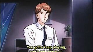 Hentai guy gets tied in hands and legs in bed