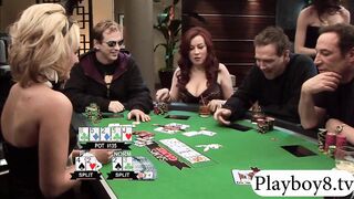 Busty babes enjoyed playing poker with their horny men